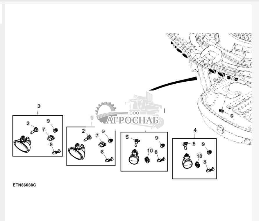 Световые приборы верхней облицовочной панели, галогенные 